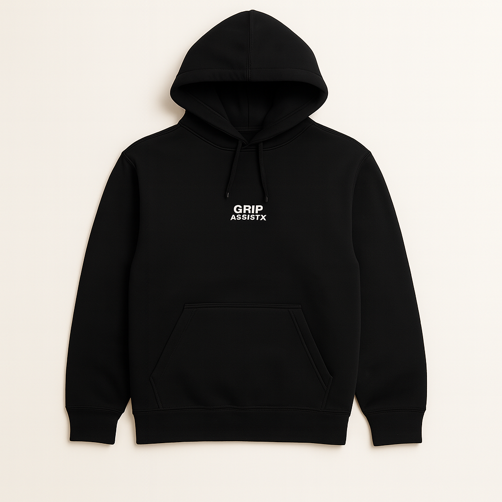 Hoodie noir Grip Assist X2 avec poche kangourou, vue de face