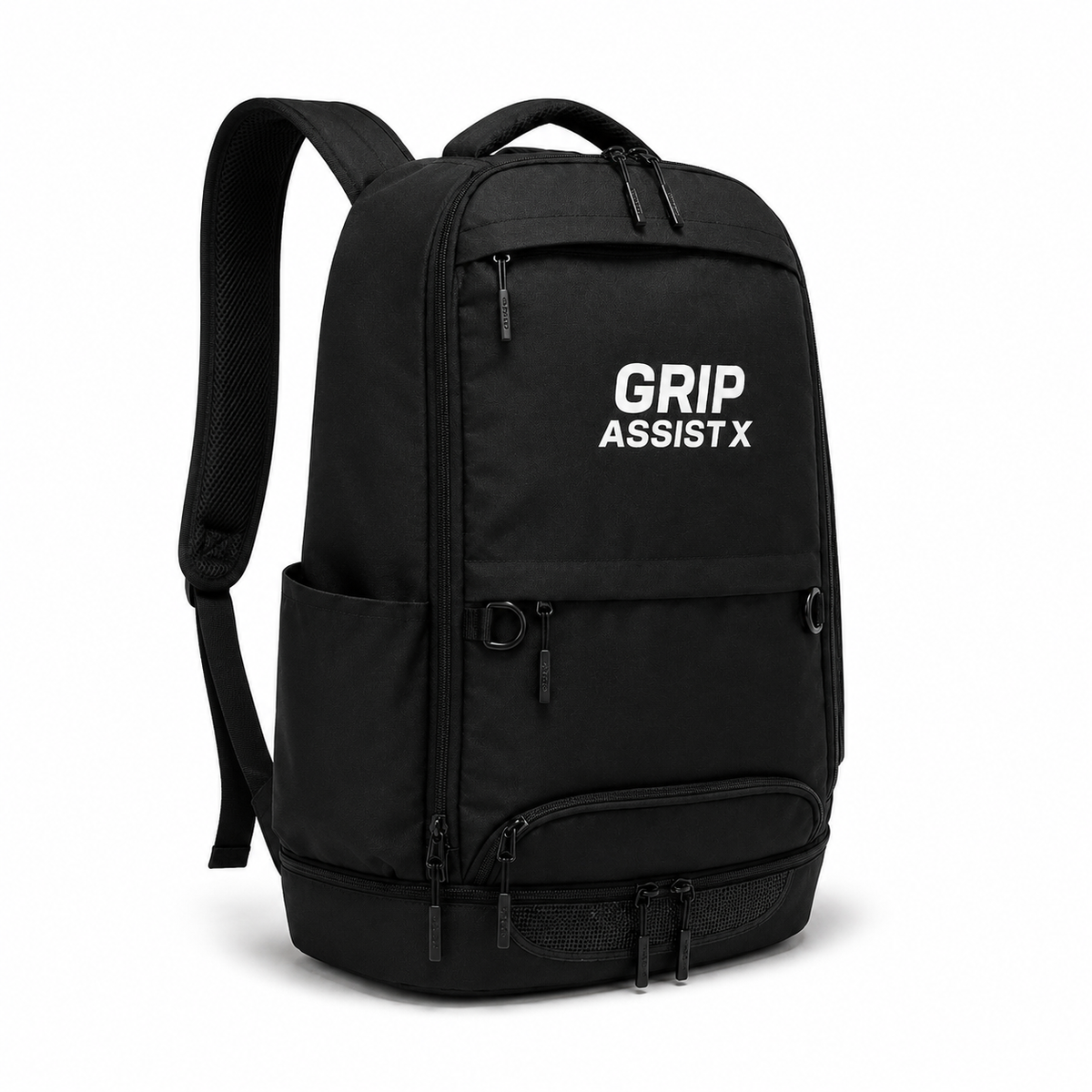 Sac à dos de sport noir Grip Assist, vu de trois quarts