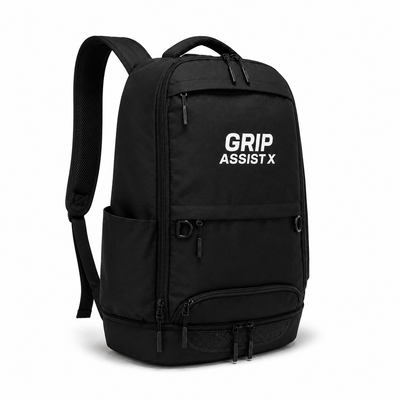 Sac à dos de sport noir Grip Assist, vu de trois quarts