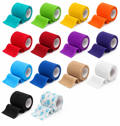 Bandes cohésives sportives en rouleaux de toutes les couleurs