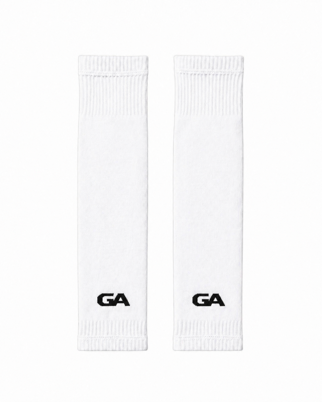 Paire de manchons blancs pour protège-tibias, avec logo GA