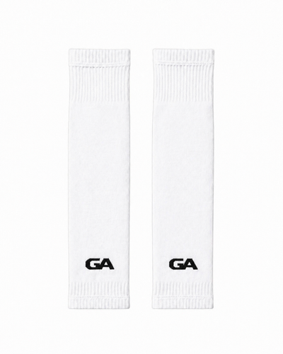 Paire de manchons blancs pour protège-tibias, avec logo GA