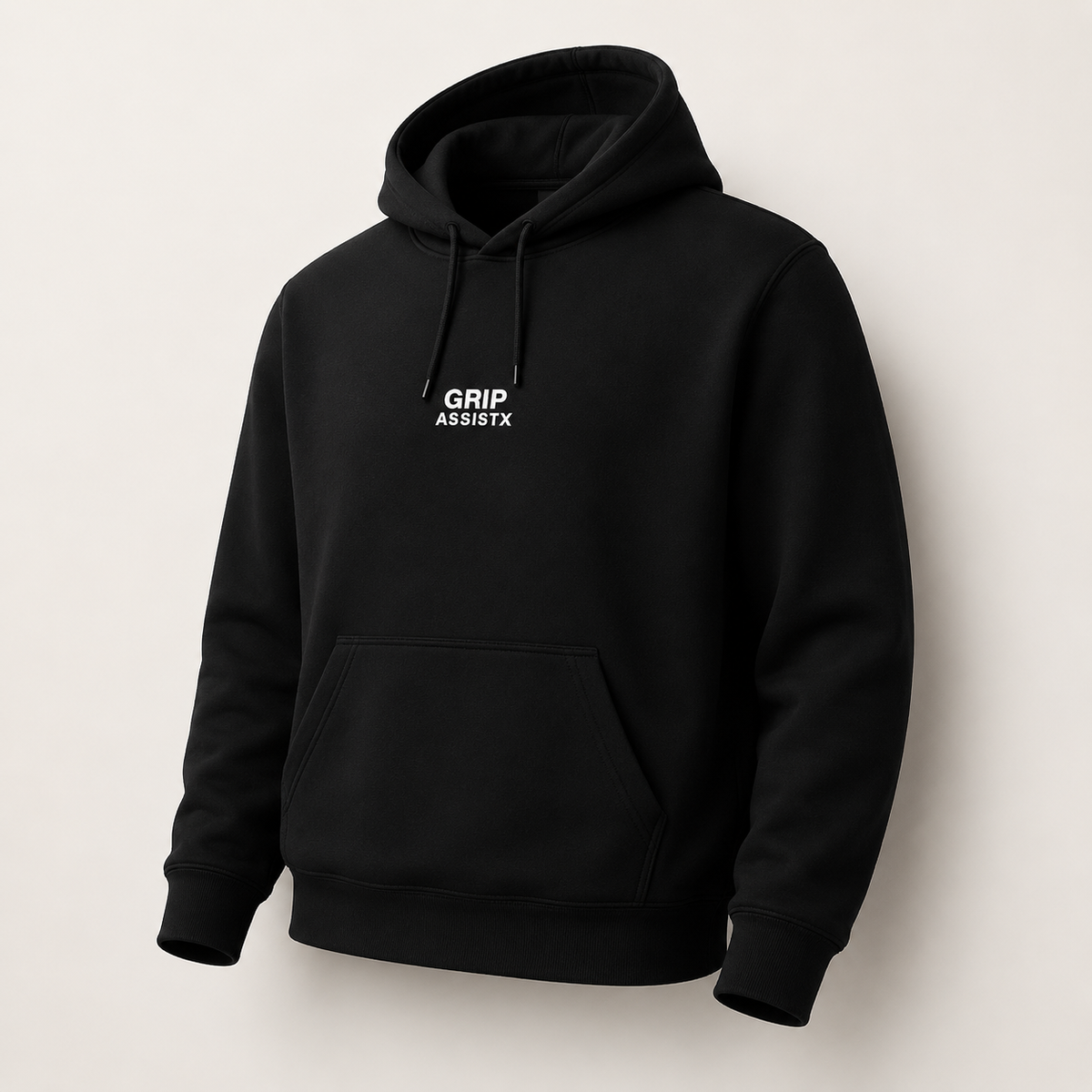 Hoodie noir Grip Assist X2, vu de trois quarts
