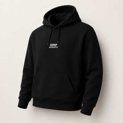 Hoodie noir Grip Assist X2, vu de trois quarts