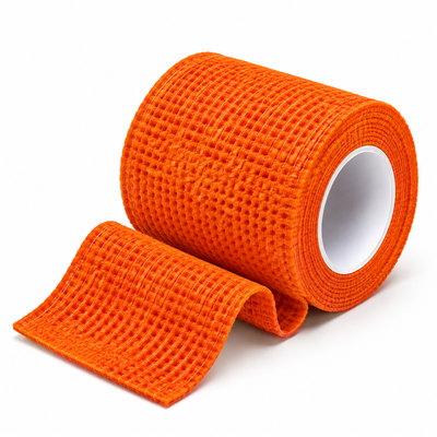 Bande cohésive sportive orange, rouleau entamé