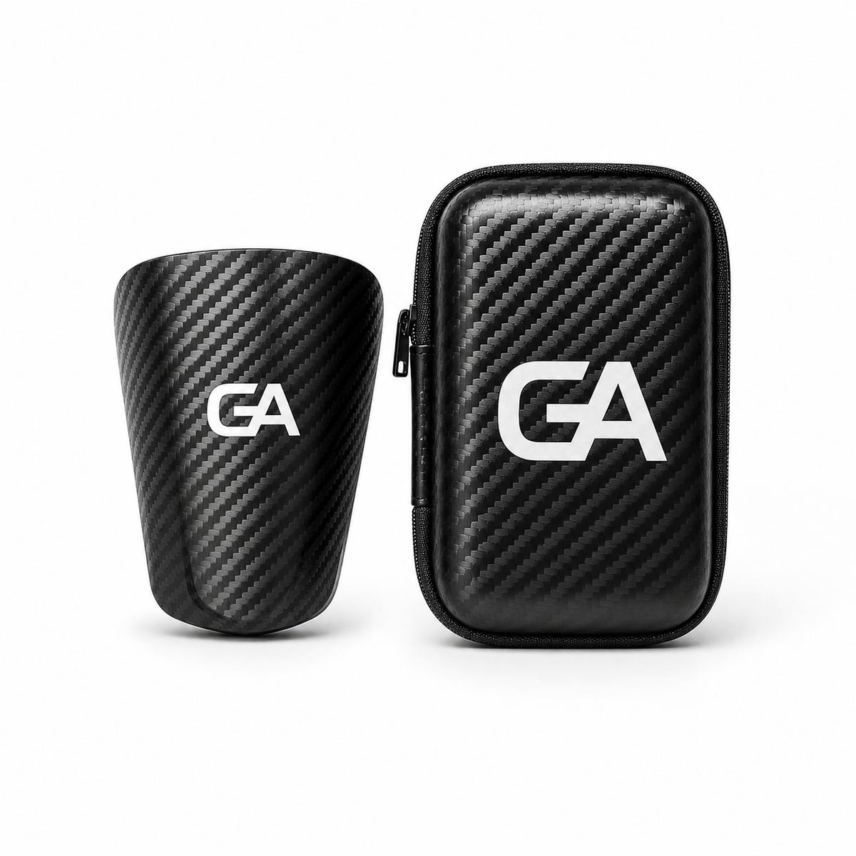 Mini protège-tibias carbone et leur étui rigide Grip Assist X2